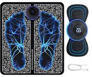 BUYERZONE EMS Foot Massager Mat for Neuropathy - Foot Massager for Pain Plantar Relief, Improve Circulation, Muscle Relaxation, Portable & Rechargeable Feet Massager Pad with 8 Modes &19 Levels