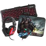 Sumvision LED Gaming Keyboard LED Gaming Mouse Gaming Headset Headphone Gaming Mouse Mat Pad Kane Pro Edition 4 in 1 Chaos Pack Keyboard, Mouse, Headphone Headset and Mouse Mat Pad 4 in 1 Bundle