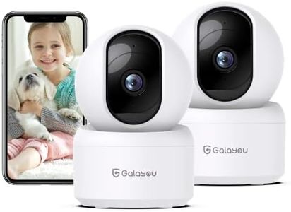 GALAYOU Indoor Security Camera 2K, Pet Camera, 360 Degree WiFi Home Security Camera for Baby/Elder/Nanny with Night Vision, Siren, 24/7 SD Card Storage, Works with Alexa and Google Assistant G2-2Pack