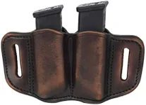 1791 Gunleather 2.2 Mag Holster - Double Mag Pouch for Double Stack Mags, OWB Magazine Pouch for Belts - Classic Brown, Stealth Black, Black & Brown and Signature Brown (Vintage Brown)