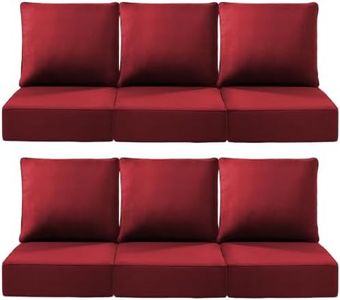 ACTREST Luxury 24x24x6 Inch Outdoor Deep Seat Cushions Set of 6 - Comfortable Patio Zipper Chair Cushion for Outside Sets Wicker Dining Rocking Swivel Chairs Loveseat Couch Sectional Sofa - Red