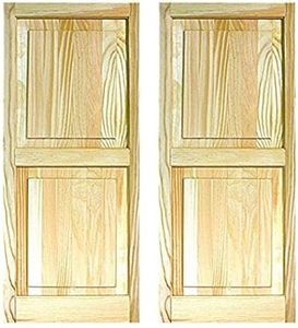 LTL Home Products SHP47 Exterior Solid Wood Raised Panel Window Shutters, 15 x 47 Inches, Unfinished Pine