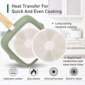 Kitchen Academy 17-Piece Cookware Set – Non-Stick Pots and Pans, Green