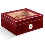 Slege Cigar Humidor,Humidor Cigar Box,Handcraft Cedar Humidor with Hygrometer,Divider,Cigar Humidifier,Cuban Cigar Desktop Cigar Box (30~50 cigares) Cigar Accessories -Men's Gift