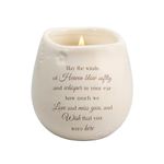 Pavilion - Winds of Heaven 8 oz Bereavement Candle, Memorial Gifts for Loss of Mother Father Friend Loved One, Remembrance, Condolences, Sympathy, 1 Count, Cream