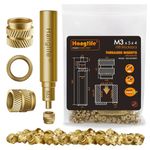 HANGLIFE M3 Heat-Set Threaded Inserts with Insert Tip, Heat Set Insert for 3D Printing Components and Plastic Parts with Soldering Iron Press Tool - Brass Metric Knurled Nuts (100 Pieces)