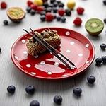 City to Cottage® Red and White Pottery | Polka Dot Spotty | Handmade Hand Painted | Glazed Ceramic 7.9inch/20cm | Side Dessert Plate | Unique Dinnerware