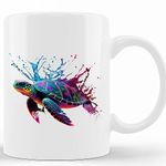 Personalized Turtle Coffee For Turtle Lovers From Family Friends Turtle Gifts Ideas Sea Turtle Brightly Colored Turtle Ceramic Coffee Mug 11Oz 15Oz, Girls Women On Birthday Christmas, Tea Cup