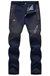 Rdruko Men's Thermal Fleece Trousers winter Warm Waterproof Windproof Outdoor Work Camping Hiking Fishing Skiing Pants Navy Blue 32