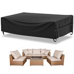 Velway Patio Furniture Cover Waterproof Outdoor Sectional Sofa Set Covers, All Weather Oxford Tear-Resistant Rectangular Table Chair Set Cover with Windproof Design, Large 126x63x28 Inch, Black