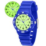 SOCICO Kids Analog Watch Waterproof Time Teaching Boys Girls Watch Soft Band Learning Time Wrist Watch for Kids (Blue)