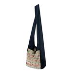 NOVICA Geometric Olive Green and Red Cotton Sling Shoulder Bag, 'Happy Geometry'