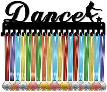 CREATCABIN Dance Medal Holder Dancer Medals Hanger Display Stand Wall Mount Hanger Decor Stainless Steel Metal Hanging for Home Badge Medalist Ballet Running Soccer Gymnastics Over 60 Medals, Black