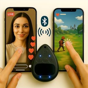 Wireless Auto Clicker for iPhone Android - Smart Automatic Screen Clicker with Bluetooth 5.0 Dual Connection, No USB Cord & 2-Speed Touch Panel 15mm Ultra-Thin Phone Tapper for Live Streams/Gaming