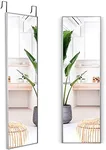 LVSOMT Full Length Mirror, 47"x14" Full Body Mirror, Wall Mounted Mirror, Over The Door Hanging Mirror, Long Mirror for Bedroom Living Room Locker Room, Aluminium Alloy Frame (Silver)