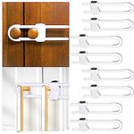 CHEEKY MONKEY 8 Pack Cupboard Locks for Children & Baby Proofing for Both Cabinet Knobs and Cabinet Handles. U Shaped Easy Slide Baby Drawer Safety Lock to Keep Your Child Safe