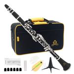 Yasisid Bb Clarinet - Band Clarinet for Beginner Student, with Clarinet Stand, Mouthpiece, Hard Case Bag and Cleaning Kit (Black)