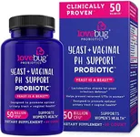 Lovebug Yeast + Vaginal pH Support | Clinically Studied Ingredients for Yeast & UTIs | Multi Strain 50 Billion CFU | 60 Capsules