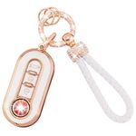 Koaudb Car Key Full Cover for Fiat with Keychain Lanyard, 3 Buttons Soft TPU Key Protection Case (Fia)