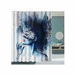 Blue Fabric Shower Curtain, Polyester Shower Curtains for Women Women Head Shower Curtain Waterproof 71X79 Shower Curtain