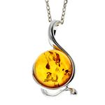 Genuine Cognac Baltic Amber & Sterling Silver Pendant without Chain - 615