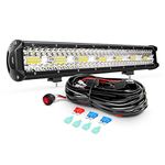 Nilight ZH409 20 Inch 420W Triple Row Flood Spot Combo 42000LM LED Light Bar with Heavy Duty Off-Road Wiring Harness, 2 Years Warranty, White