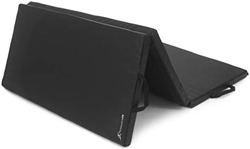 ProSource Tri-Fold Folding Thick Exercise Mat 6’x4’ with Carrying Handles for Tumbling, Martial Arts, Gymnastics, Stretching, Core Workouts, Black