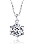 MomentWish Moissanite Necklace, 1 Carat Diamond Silver Necklace for Women, Solitaire Pendant Necklace Gifts for Girlfriend Wife