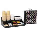 Mind Reader COMORGRAC-BLK 11 Compartment Condiment 50 Capacity K-Cup Single Serve Coffee Holder Organizer, Black, Plastic, Combo Pod Storage