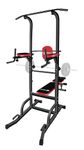 HAKENO Multifunction Power Tower with Bench Pull Up Bar Dip Station for Home Gym Squat Rack Adjustable Workout Strength Training Home Fitness Equipment 440LB