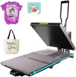 PlanetFlame Heat Press Machine for T-Shirts 38x38cm, Pull-Out Heat Press 15" x 15" with Digital Control 200°C, DIY Heat Transfer Machine 1600W for Iron on Vinyl,Pillows, Mouse Pads, Bags (Black)