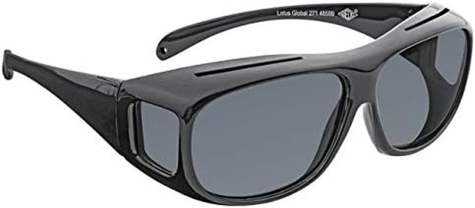 Wedo 27148599 Lunettes de soleil à enfiler pour automobilistes et porteurs de lunettes, verres polarisants selon la norme ISO, protection UV à 100%, housse de lunettes incluse, noir