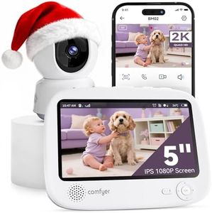 2K comfyer Smart WiFi Baby Monitor - 5" 1080P Split Screen, Phone APP & Monitor Control, Motion Alerts, Auto Tracking, Motion & Sound Detection, HD Night Vision, 5050mAh Battery, 2-Way Talk