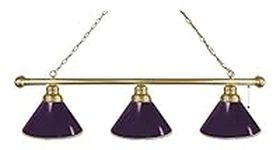 Purple 3 Shade Billiard Light with Brass Fixture