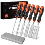 AojSup Wood Chisel Set, 6-Piece Woodworking Carving Chisels (6mm, 12mm,19mm, 25mm, 32mm, 38mm), Sharp Bevel Edge Chisels with Sharpening Stone, Perfect for Woodworking, Wood Carving and Sculpting