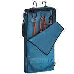 Harrison Howard Bridle/Halter Bag with 3 Prong Tack Rack Sturdy Waterproof Fabric Horse Tack Carry Bag-Teal