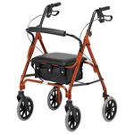 Days Rollator Walker with Seat – Lightweight Walking Aids Rollator, Adjustable Walking Frame with Wheels, Safe-Lock Brakes & Comfort Handles, Folding Mobility Aid for Users 5'9"–6'5" – Large, Orange