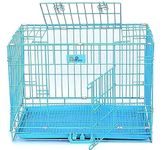 Woofy Dog Cage - Powder Coated, Double Door Folding Metal Cage/Crate/Kennel with Removable Tray and Paw Protector for Dogs, Cats and Rabbits (Blue, 36 Inch)