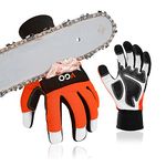 Vgo 1Pair Chainsaw Gloves, 12-Layer Chainsaw Protection on Both Hands Back, Safety leather Work Gloves, Mechanic Gloves(GA9810CS,L,Orange)