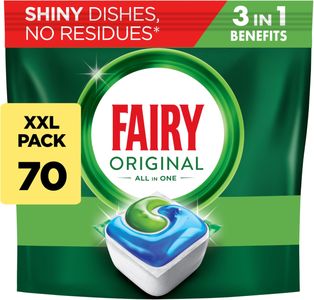 Fairy All-In-1 Dishwasher Tablets, 70 Count – Powerful Cleaning