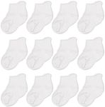 CozyWay Non-Slip Ankle Style Socks with Grippers, 12 Pack for Baby Boys and Girls, Solid White, 3-5 Years, Unisex