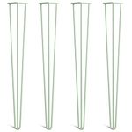 [HLC] 4 x Hairpin Table Legs – Superior Double Weld Steel Construction With Screws, Build Guide & Protector Feet Worth £8 Included! – 10mm Steel [34"/86cm,Pastel Green]