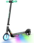 Startfun Electric Scooter for Kids Ages 6-12, 150W Motor Provide Up to 8 MPH & 8 Miles, Flash Wheel and Colorful Deck Light, Kids Electric Scooter with Double Brakes and Visible Battery Level (Black)