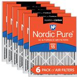 Nordic Pure 20x20x4 MERV 15 Pleated Plus Carbon AC Furnace Air Filters 6 Pack