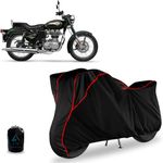 Y3H - Bike Body Cover Bullet 350 cc Full Body Cover with Waterproof, Dust Proof, UV Rays Protective, Tripple Stitching & Lightweight Two Wheeler Covers - Black with Waterproof Red Piping