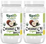 Rani Organic Extra Virgin Coconut Oil, Unrefined 15 fl oz (444ml) Pack of 2, Cold Pressed, NON-GMO | Gluten Free | Kosher | Vegan | 100% Natural | Packed in USA | USDA Certified Organic