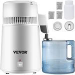 VEVOR 1.1 Gal Water Distiller, 750W Distilled Water Machine, 4L Distilling Pure Water Machine w/Plastic Container, Water Distillation w/Button, Countertop Distilled Water Maker for Home