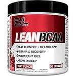 Lean BCAA Powder Workout Drink - Evlution Nutrition BCAA Pre Workout Powder for Long Lasting Energy and Shredded Lean Muscle Mass plus Post Workout Recovery & Body Toning Support - Fruit Punch