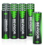 BEVIGOR AA Rechargeable Batteries 16 Pack, 1500 Cycles 2800mAh 1.2V High Capacity AA Ni-MH Rechargeable Batteries, Precharged