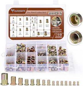 Rivet Nut Assortment Kit, 400PCS SAE & Metric Rivet Nuts M3 M4 M5 M6 M8 M10 M12#6-32#8-32#10-24#10-32 1/4"-20 5/16"-18 3/8"-16 1/2"-13, Zinc Plated Carbon Steel Flat Head Threaded Insert Nutserts